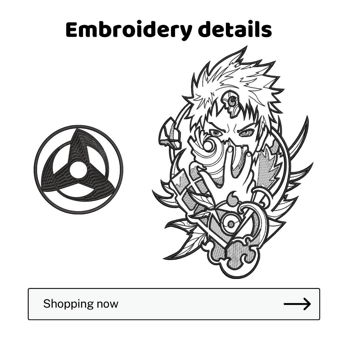 Naruto Obito Embroidered Embroidered T-Shirt