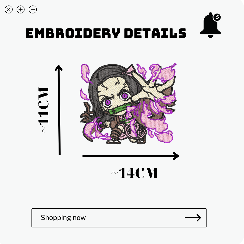 Nezuko Demon Slayer Embroidered T-shirt