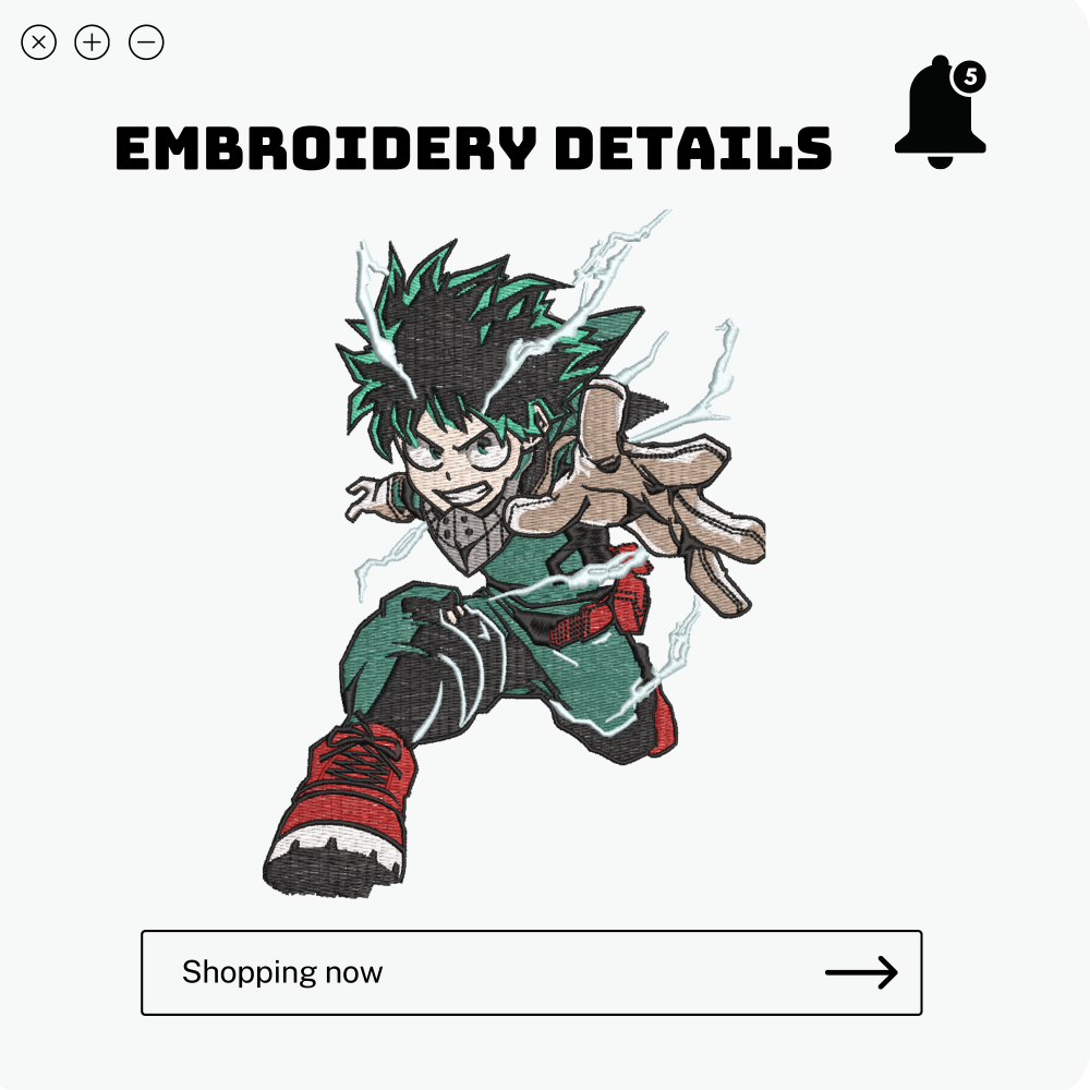 Izuku Midoriya Deku-My Hero Academia Embroidered T-shirt