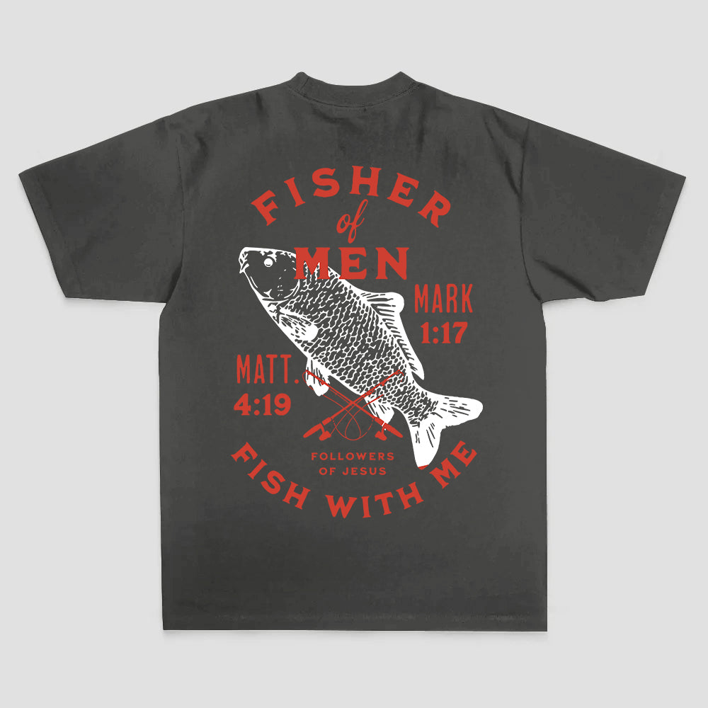 Fisher of men Mark 1:17 Matt. 4:19 Followers of jesus Fish with me Printed Men's T-shirt