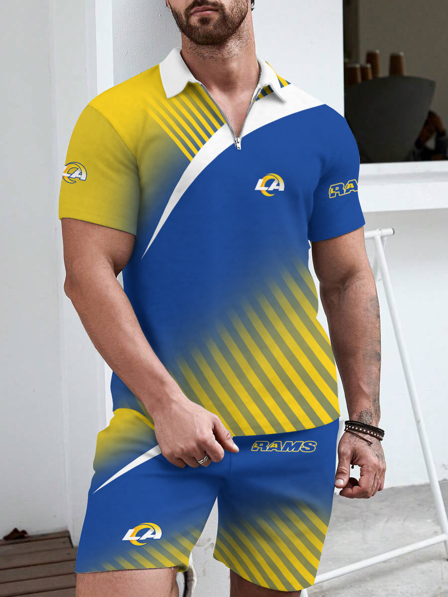 Los Angeles Rams Limited Edition ZIP Polo Shirt And Shorts Two-Piece Suits