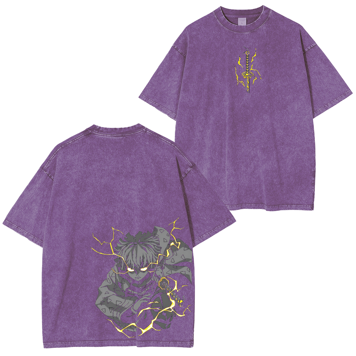 Zenitsu Agatsuma, Demon Slayer Anime Unisex Washed T-Shirt