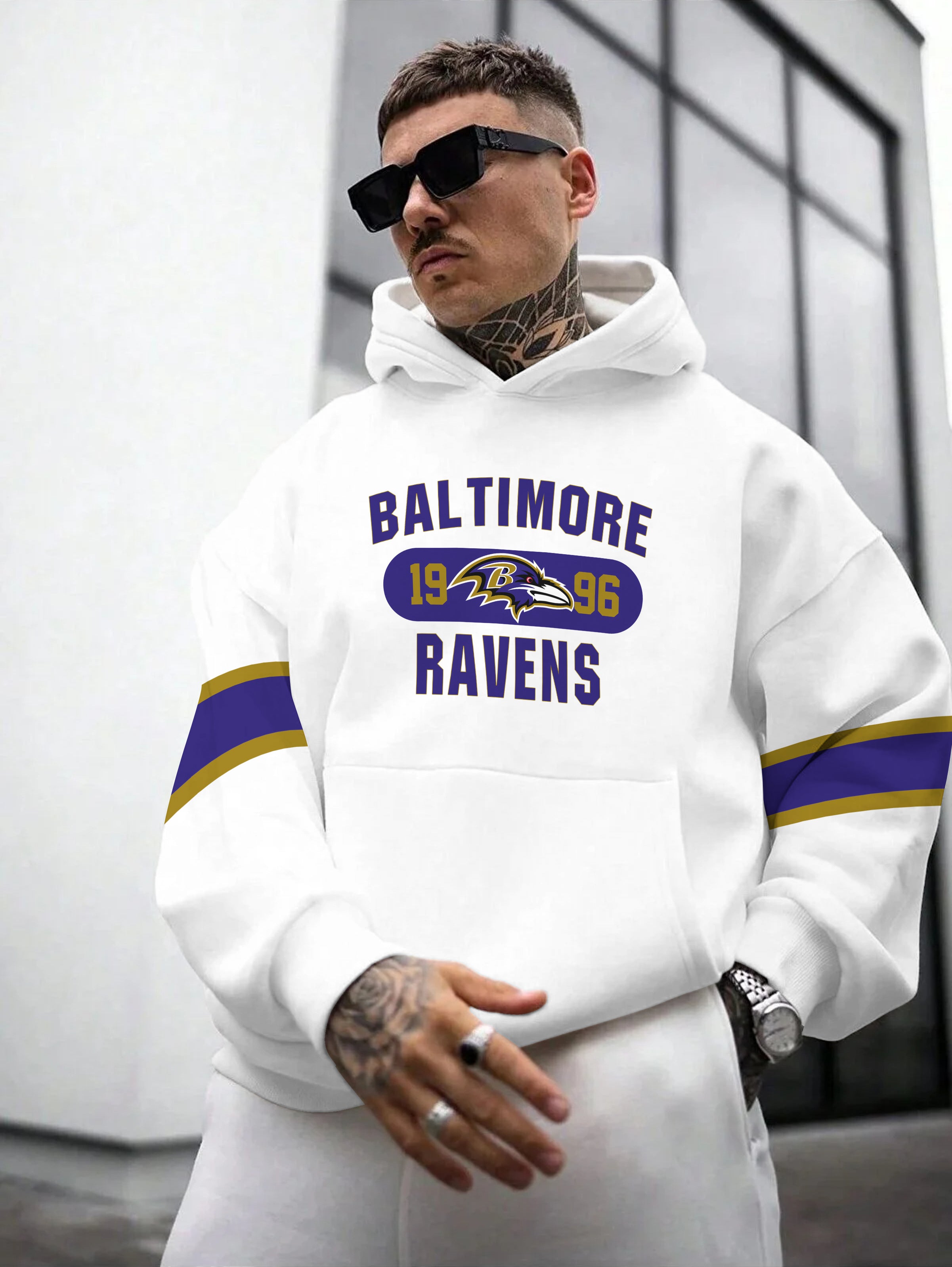 Baltimore Ravens Printed Hooded Pocket Pullover Hoodie