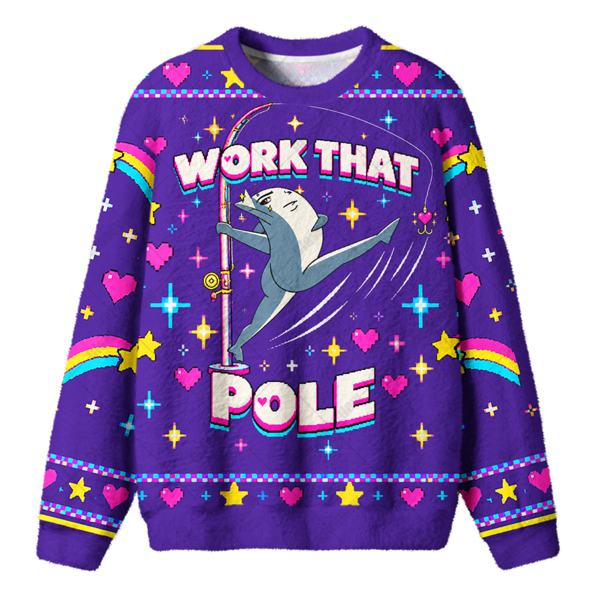 WORK THAT POLE UGLY CHRISTMAS SWEATSHIRT — image 1