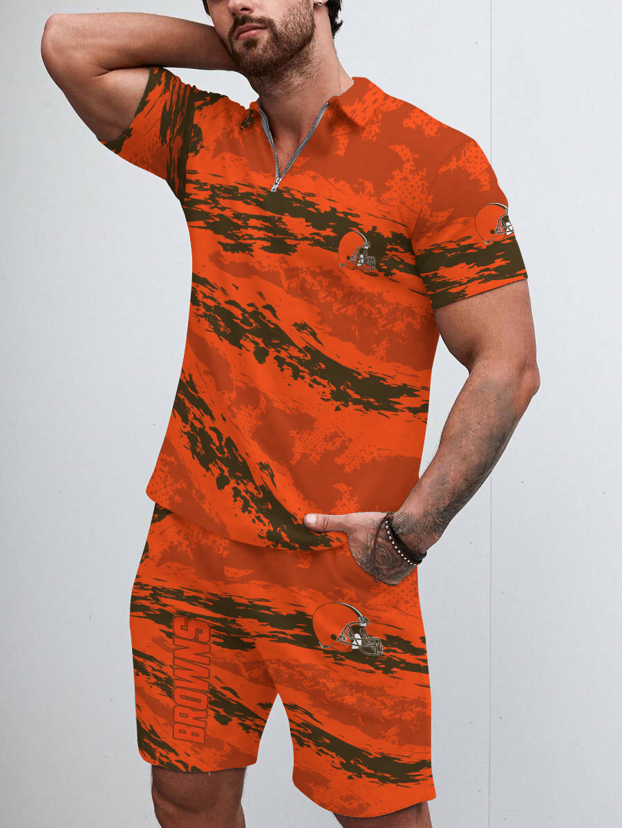 Cleveland Browns Limited Edition ZIP Polo Shirt And Shorts Two-Piece Suits