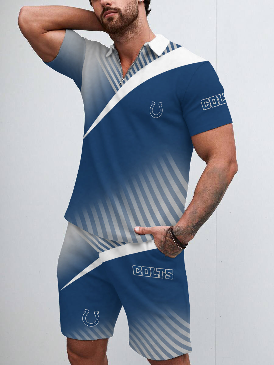 Indianapolis Colts Limited Edition ZIP Polo Shirt And Shorts Two-Piece Suits
