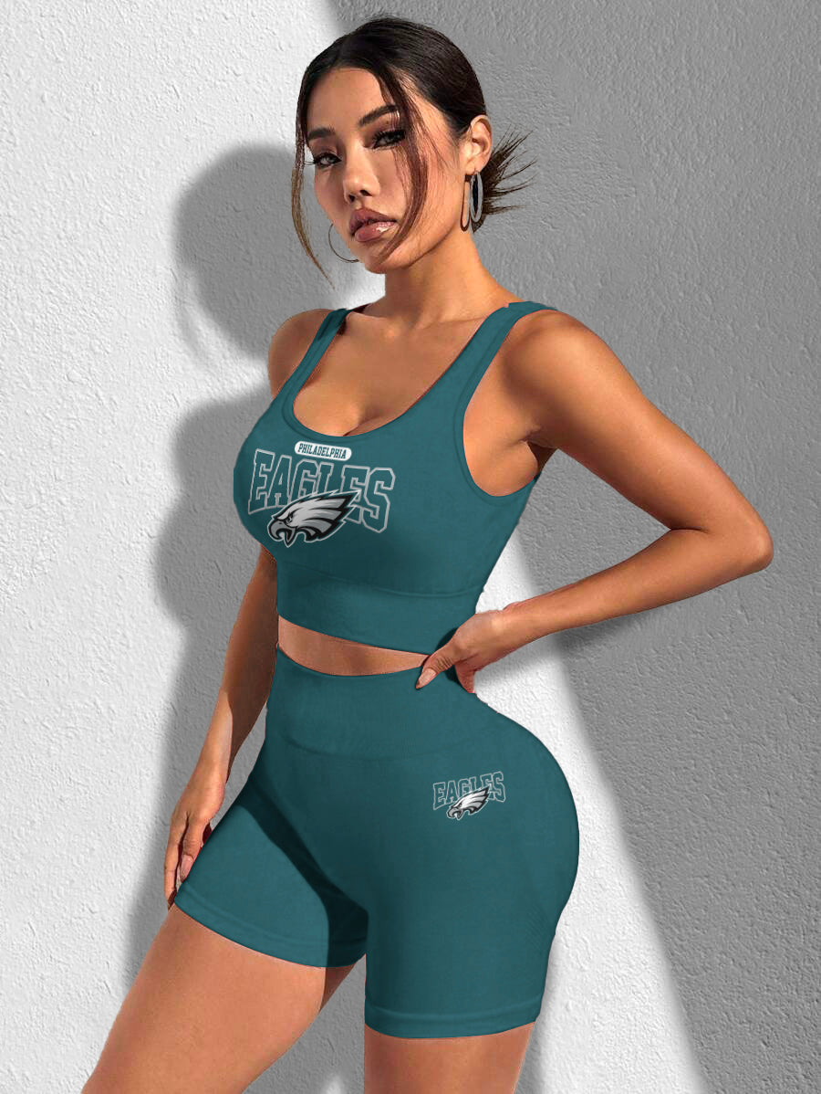 Philadelphia Eagles Sports Bra & Shorts Gym Set