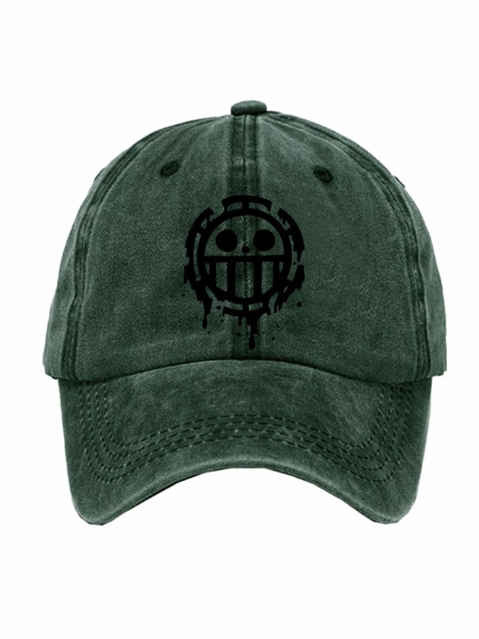 Unisex Distressed Washed Cotton Smiley Hat