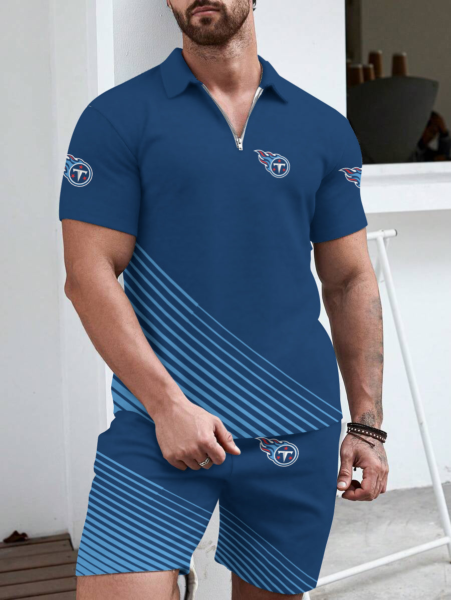 Tennessee Titans Limited Edition ZIP Polo Shirt And Shorts Two-Piece Suits