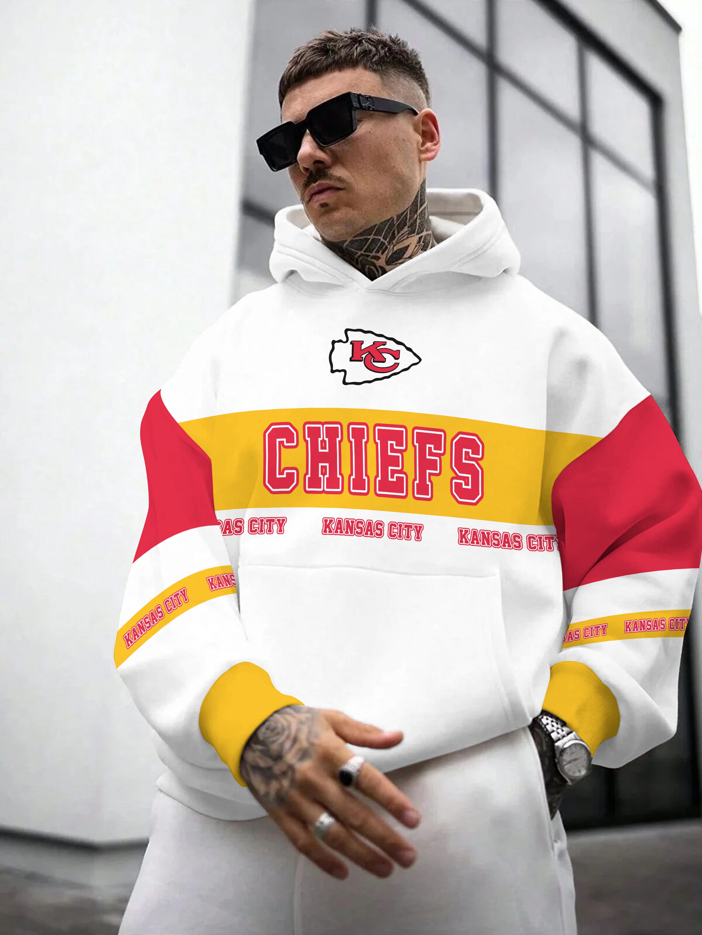 Kansas City Chiefs Printed Hooded Pocket Pullover Hoodie