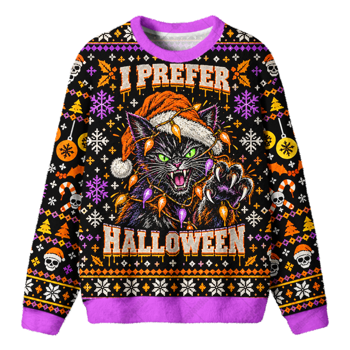 HALLOWEEN CAT UGLY CHRISTMAS SWEATSHIRT — image 1