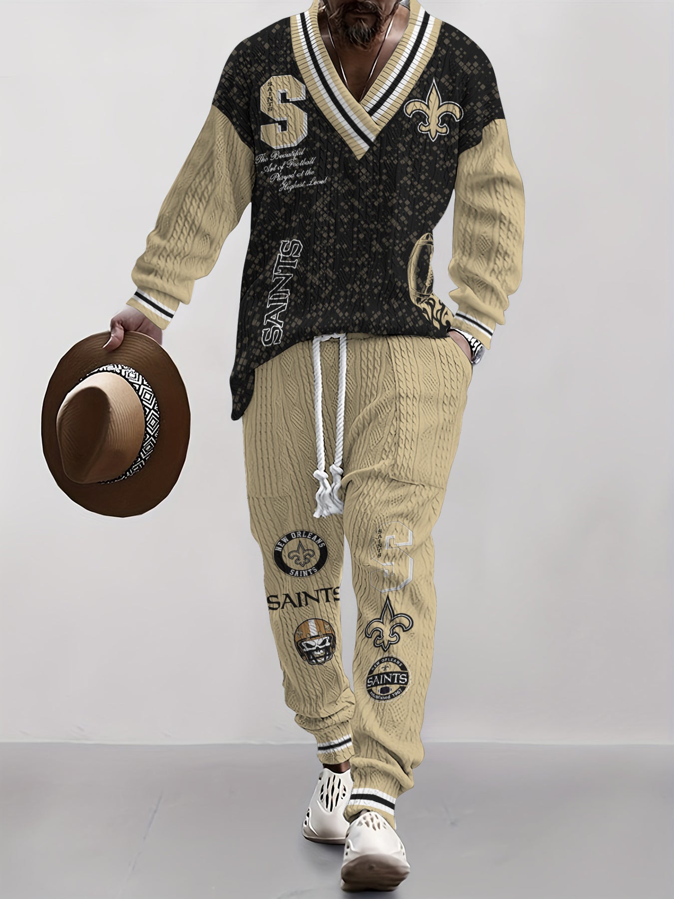 New Orleans Saints  Classic All-Season Long Sleeve V-Neck Pullover Sweater