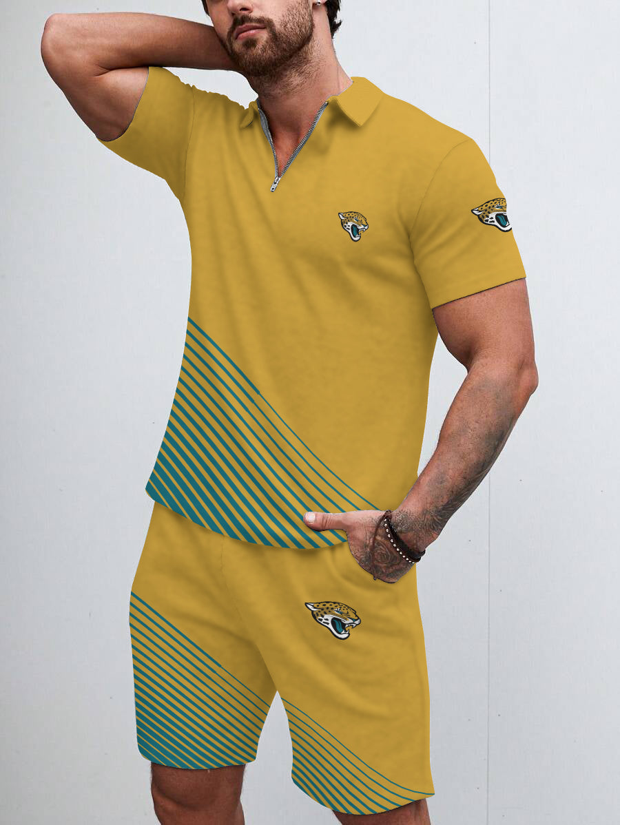 Jacksonville Jaguars  Limited Edition ZIP Polo Shirt And Shorts Two-Piece Suits