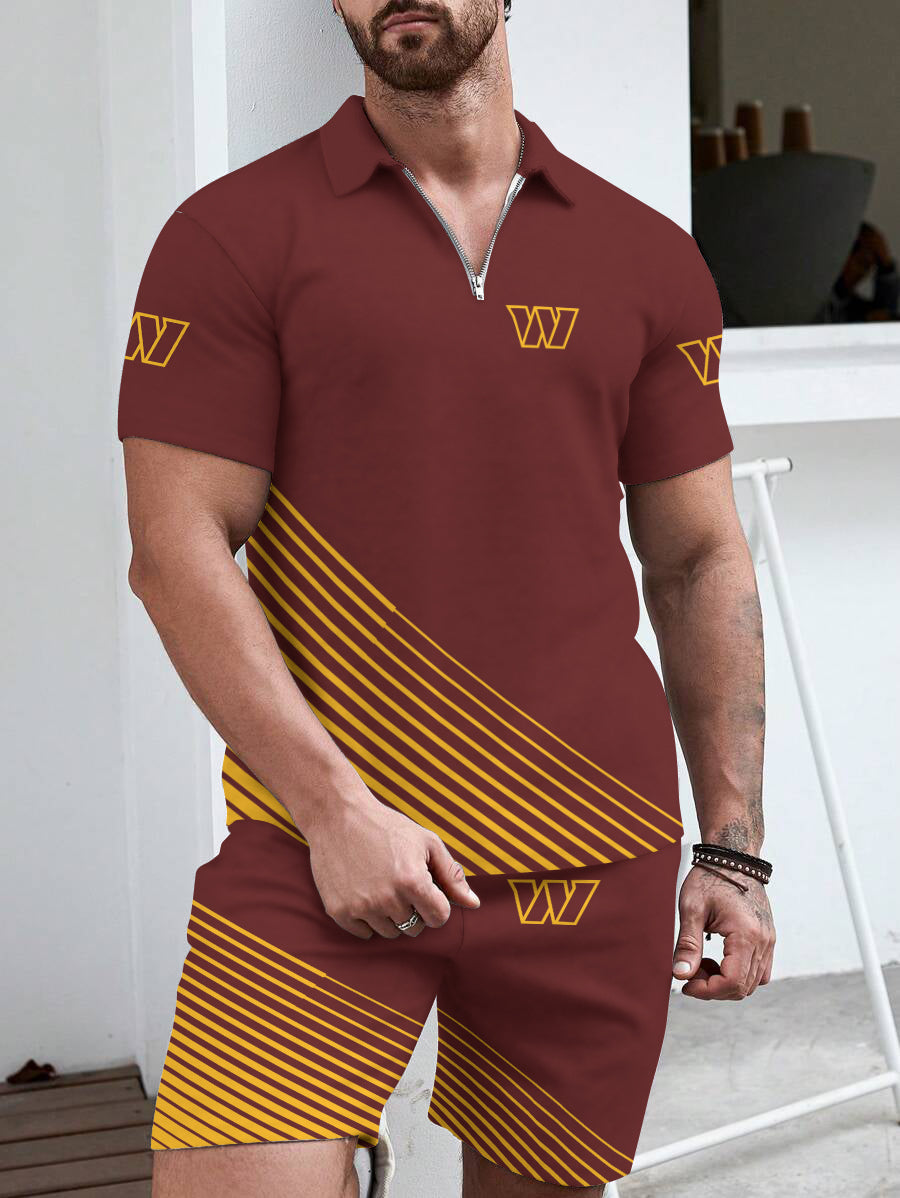 Washington Commanders Limited Edition ZIP Polo Shirt And Shorts Two-Piece Suits