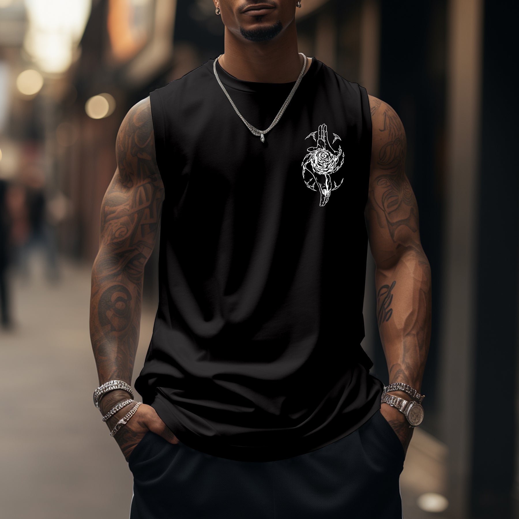 Oversized Anime Print Sports Tank Top