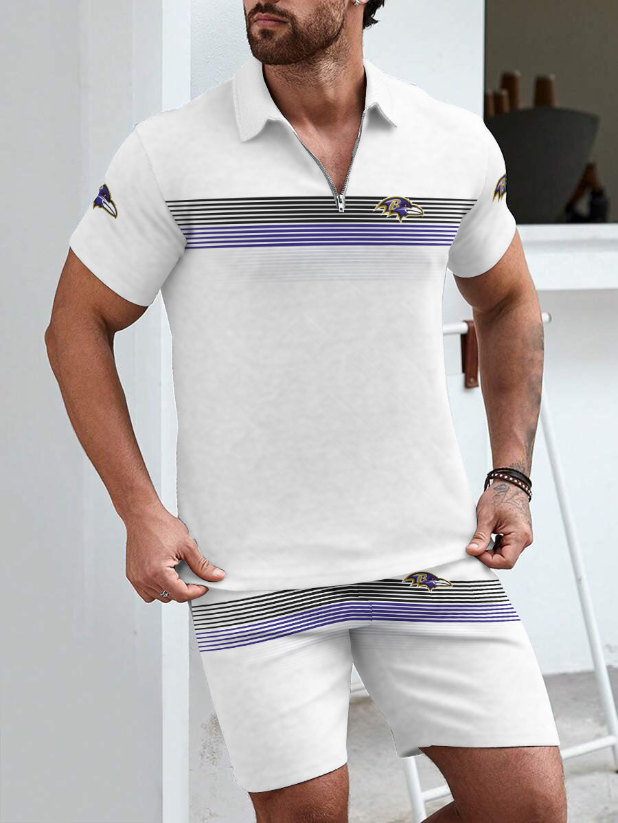 Baltimore Ravens Limited Edition ZIP Polo Shirt And Shorts Two-Piece Suits
