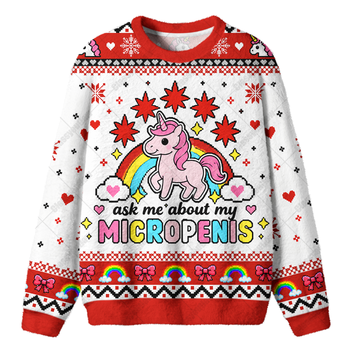 ASK ME ABOUT MY MICROPENIS UGLY CHRISTMAS SWEATSHIRT — image 1