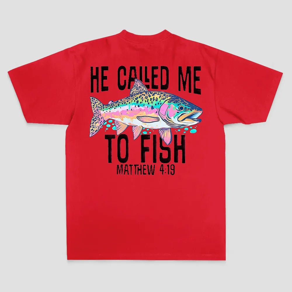 He Called Me To Fish Matthew 4:19 Printed Men's T-shirt