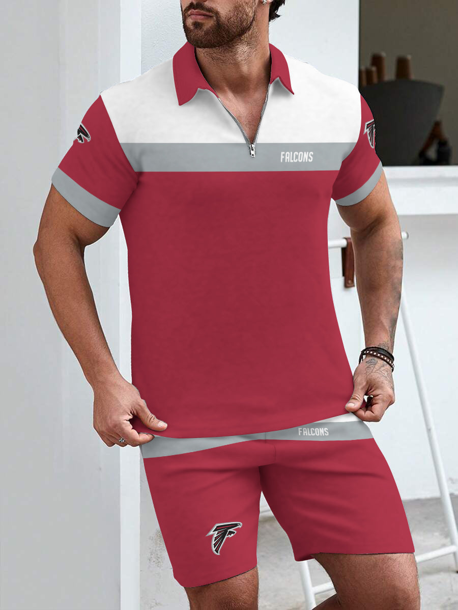 Atlanta Falcons  Limited Edition ZIP Polo Shirt And Shorts Two-Piece Suits