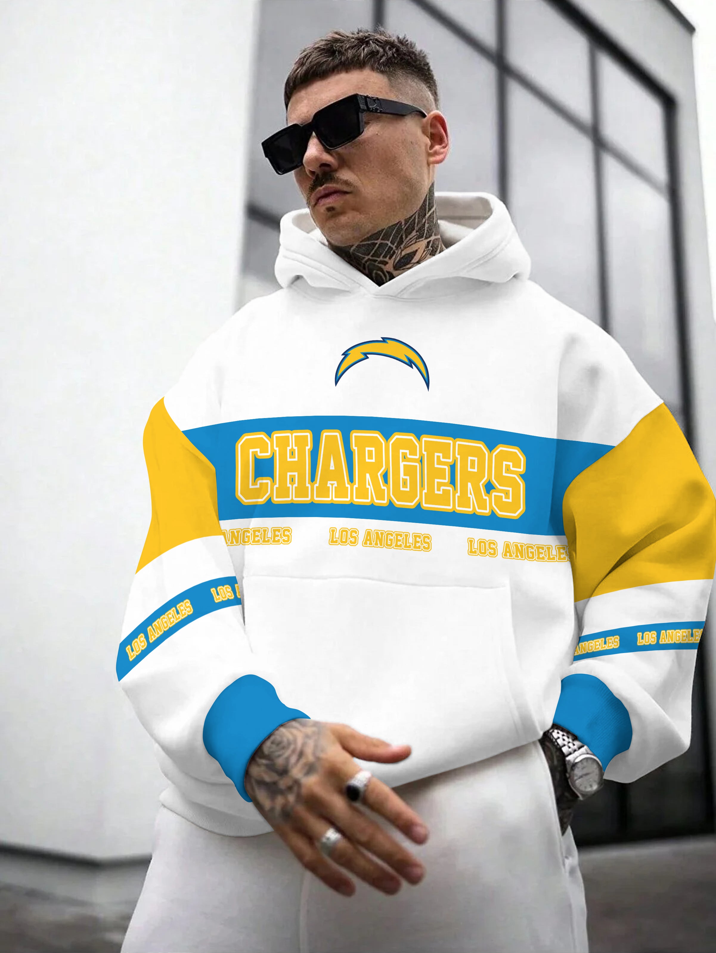 Los Angeles Chargers Printed Hooded Pocket Pullover Hoodie
