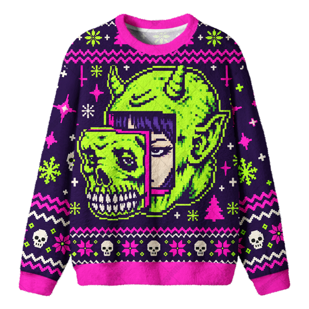 PIXEL DEVIL UGLY CHRISTMAS SWEATSHIRT — image 1