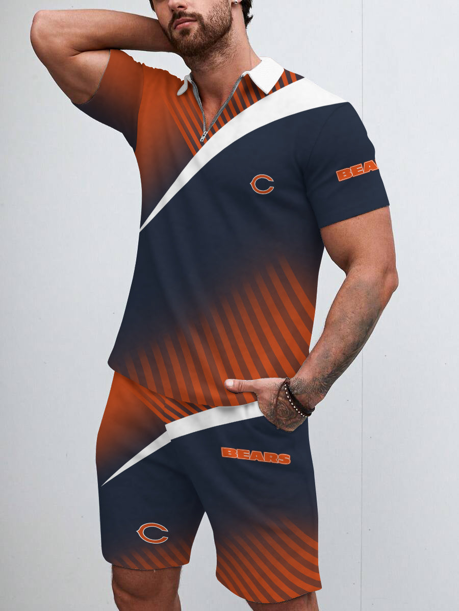 Chicago Bears Limited Edition ZIP Polo Shirt And Shorts Two-Piece Suits