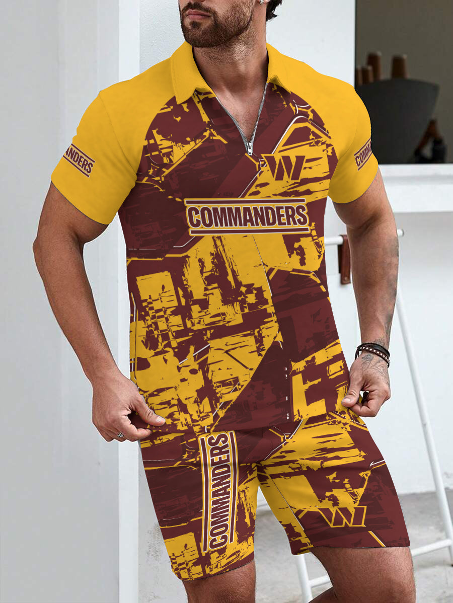 Washington Commanders Limited Edition ZIP Polo Shirt And Shorts Two-Piece Suits