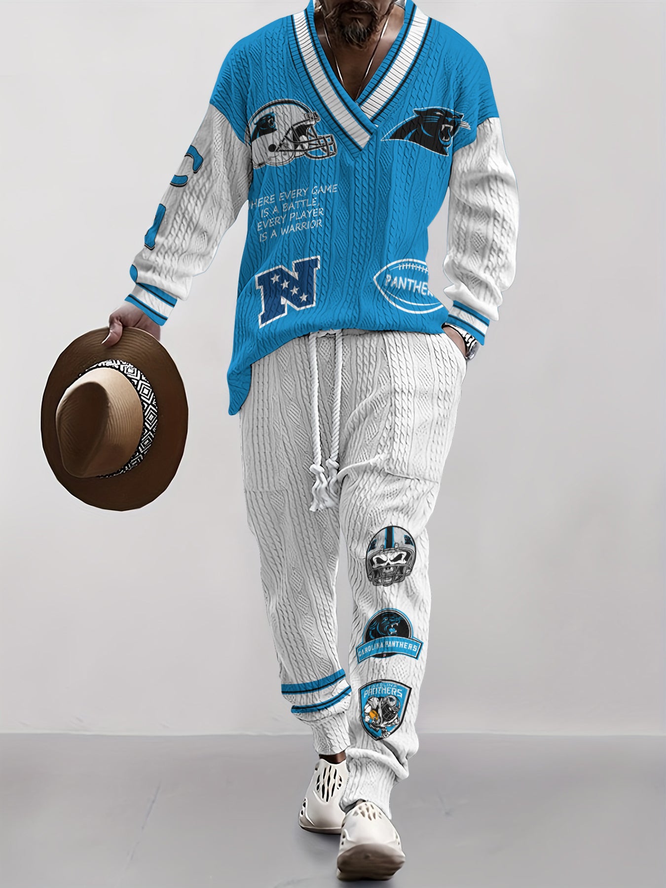 Carolina Panthers Classic All-Season Long Sleeve V-Neck Pullover Sweater