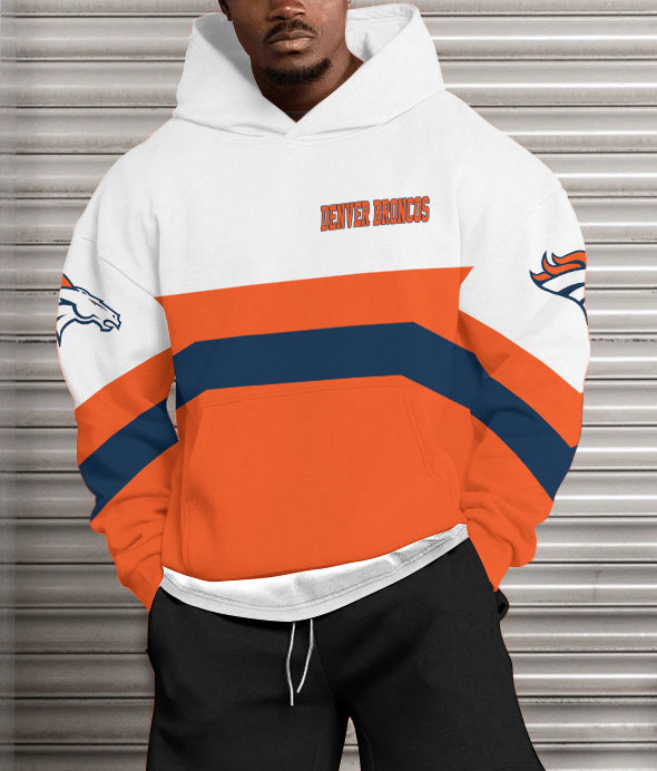 Denver Broncos Printed Hooded Pocket Pullover Hoodie