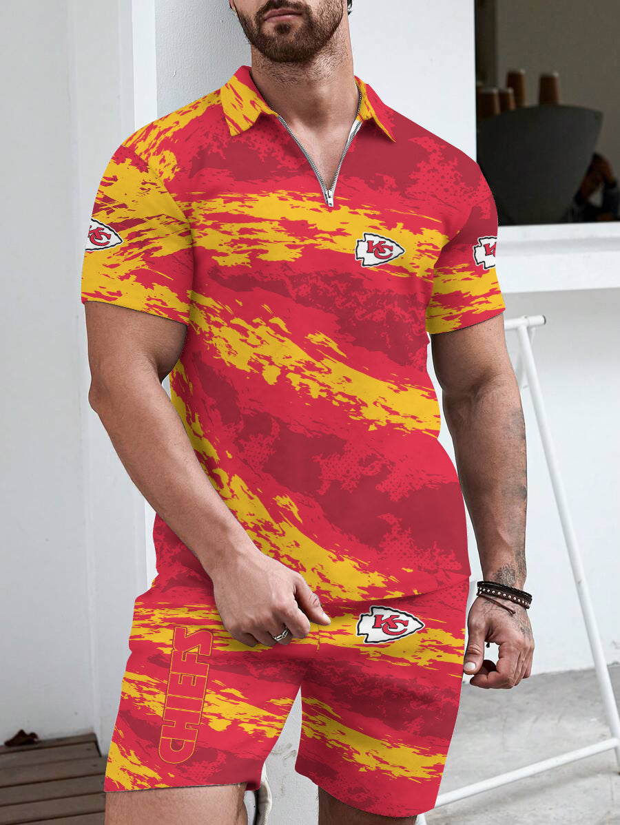 Kansas City Chiefs Limited Edition ZIP Polo Shirt And Shorts Two-Piece Suits