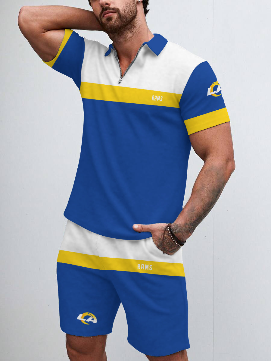 Los Angeles Rams  Limited Edition ZIP Polo Shirt And Shorts Two-Piece Suits
