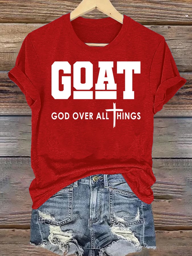 Women's  GOD OVER ALL THINGS printed T-shirt