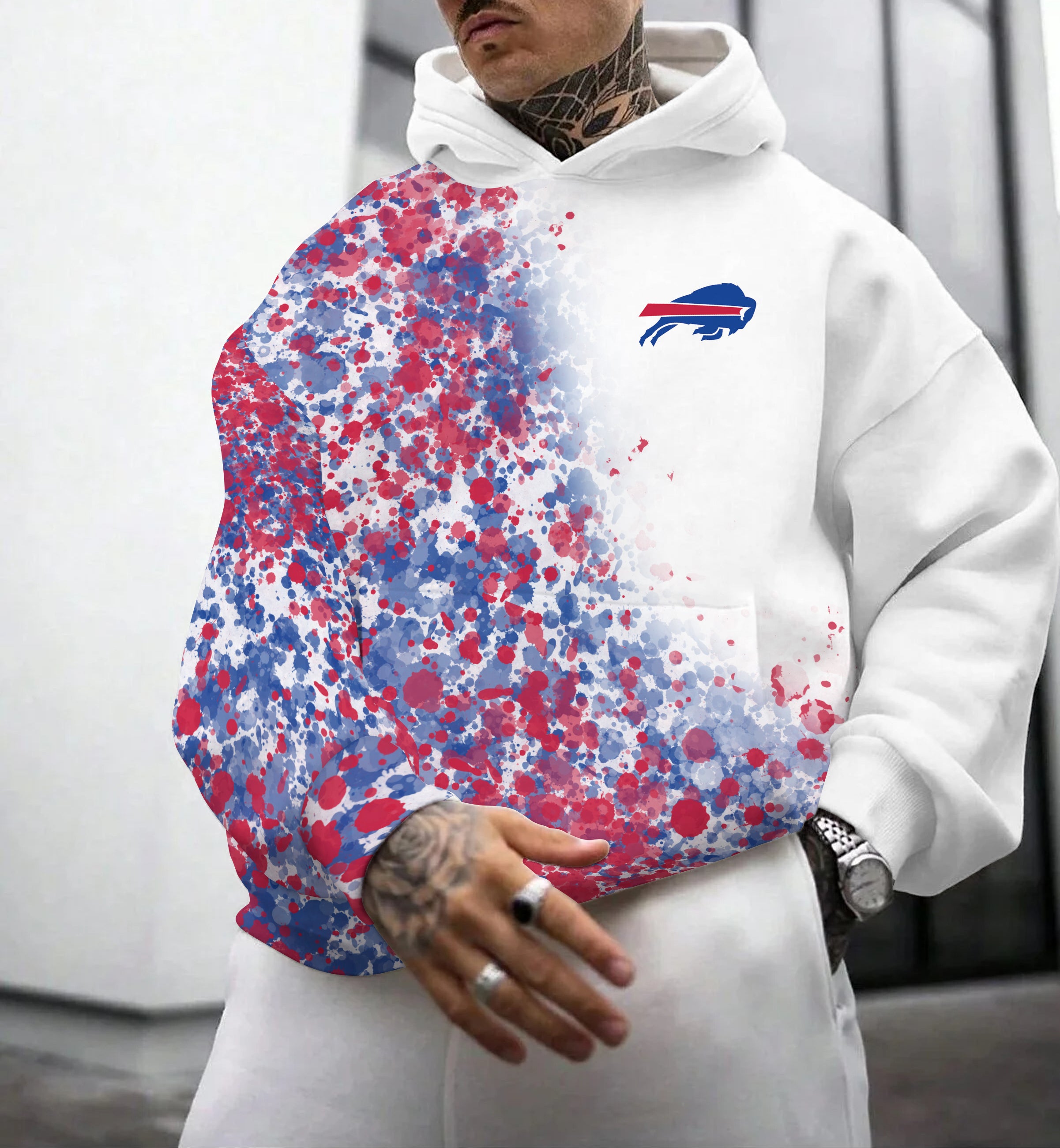Buffalo Bills Printed Hooded Pocket Pullover Hoodie