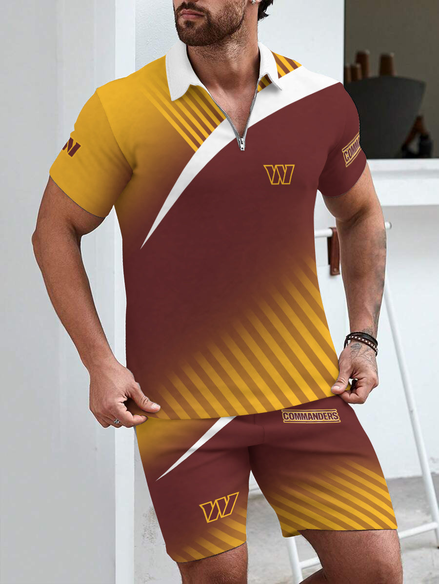 Washington Commanders Limited Edition ZIP Polo Shirt And Shorts Two-Piece Suits