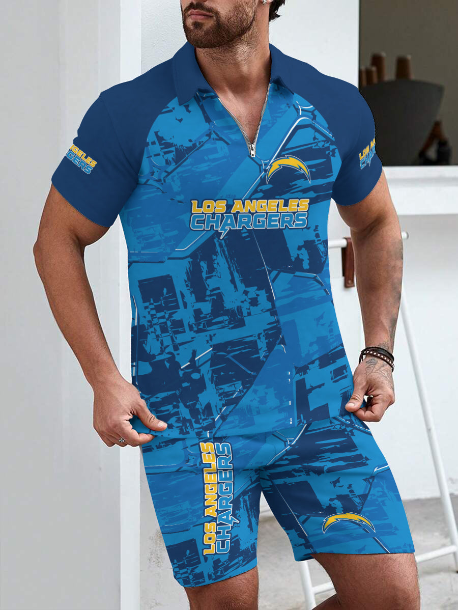 Los Angeles Chargers Limited Edition ZIP Polo Shirt And Shorts Two-Piece Suits
