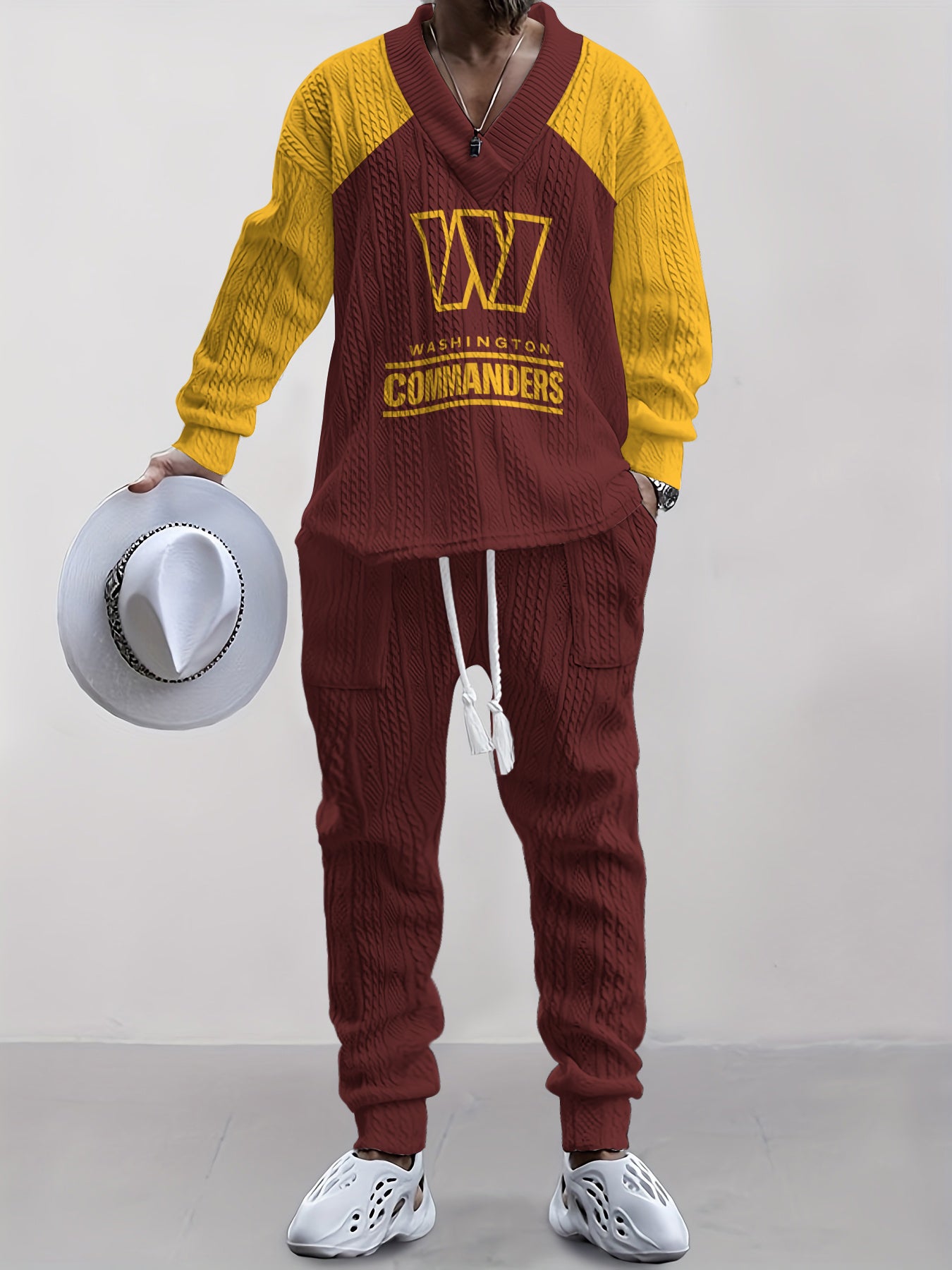 Washington Commanders Classic  All-Season Long Sleeve V-Neck Pullover Sweater