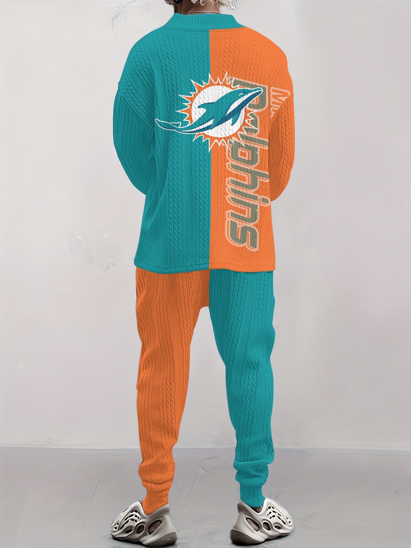 Miami Dolphins  Classic All-Season Long Sleeve V-Neck Pullover Sweater