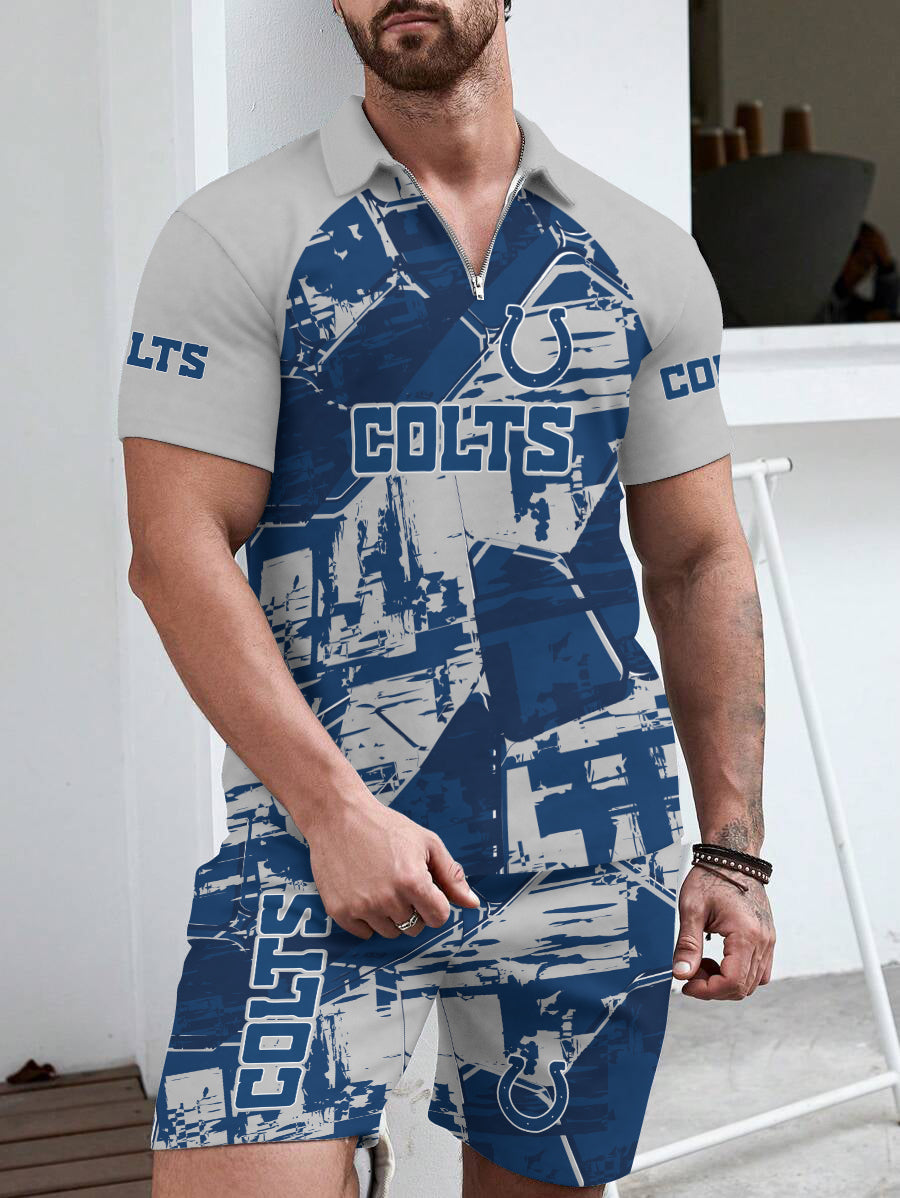 Indianapolis Colts Limited Edition ZIP Polo Shirt And Shorts Two-Piece Suits