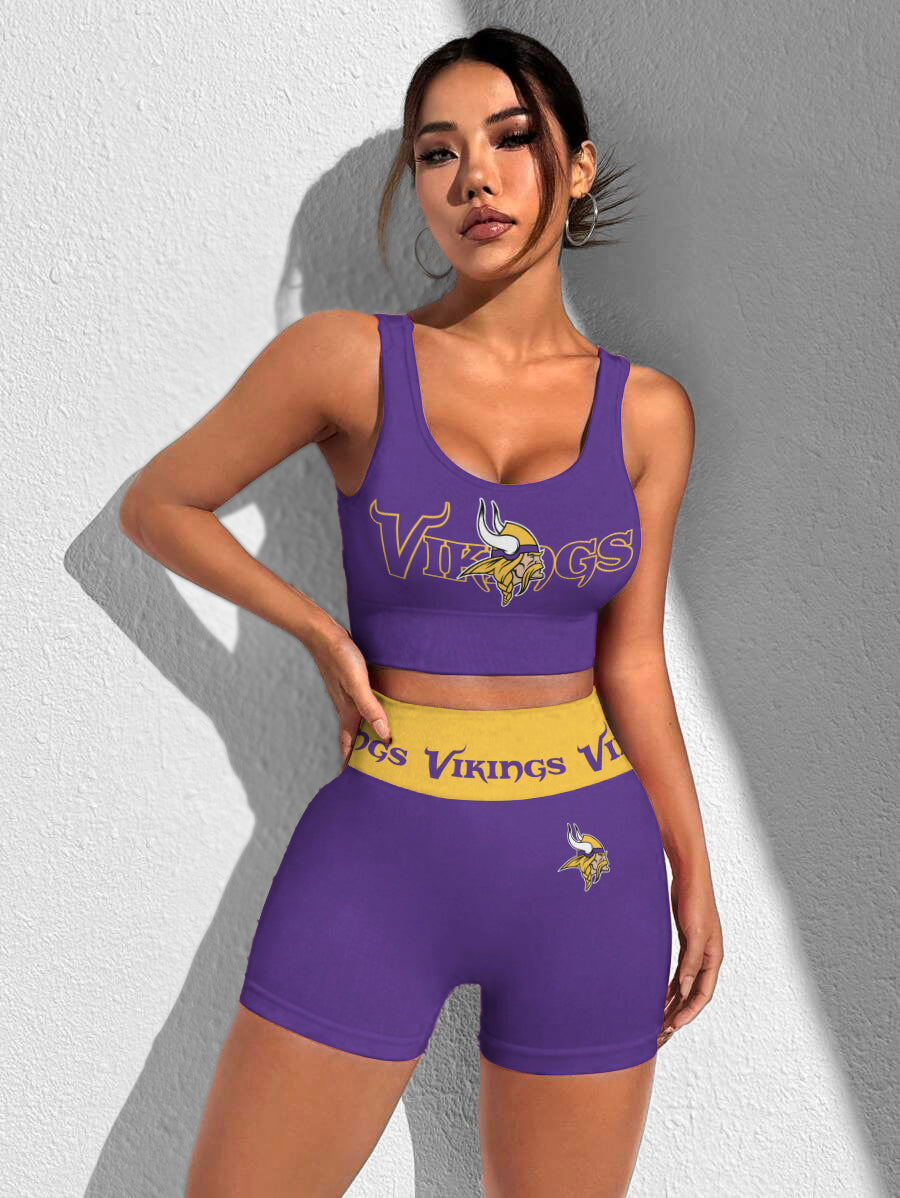 Minnesota Vikings Sports Bra & Shorts Gym Set