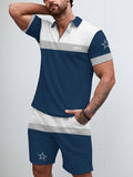 Dallas Cowboys  Limited Edition ZIP Polo Shirt And Shorts Two-Piece Suits