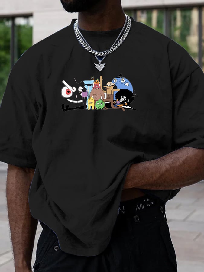Men's Fashion Japanese Pattern Loose T-shirt