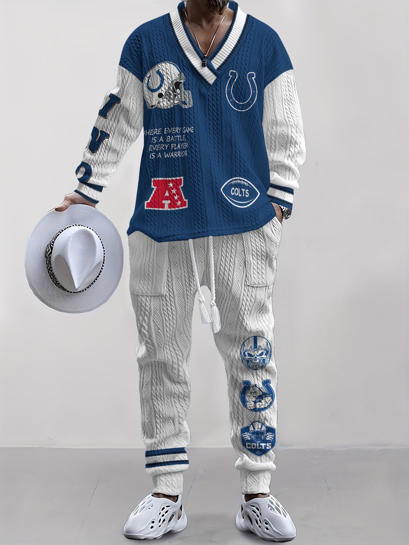 Indianapolis Colts  Classic All-Season Long Sleeve V-Neck Pullover Sweater