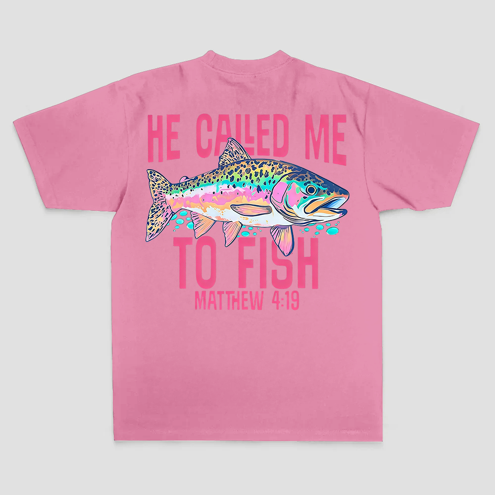 He Called Me To Fish Matthew 4:19 Printed Men's T-shirt