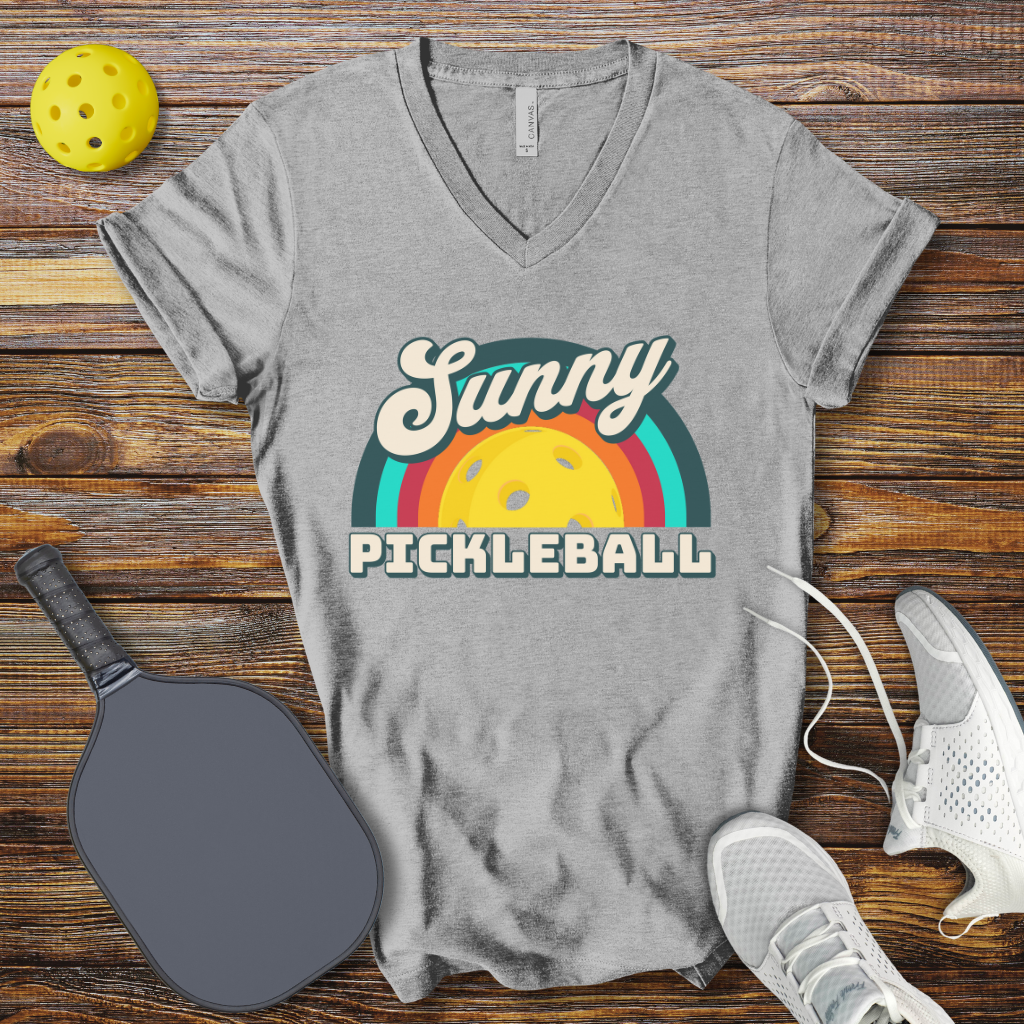 Funny Pickleball Shirt –  Sunny Pickleball Retro V-Neck T-shirt