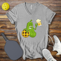 Funny Pickleball Shirt –  Pickle Drinking V-Neck T-shirt