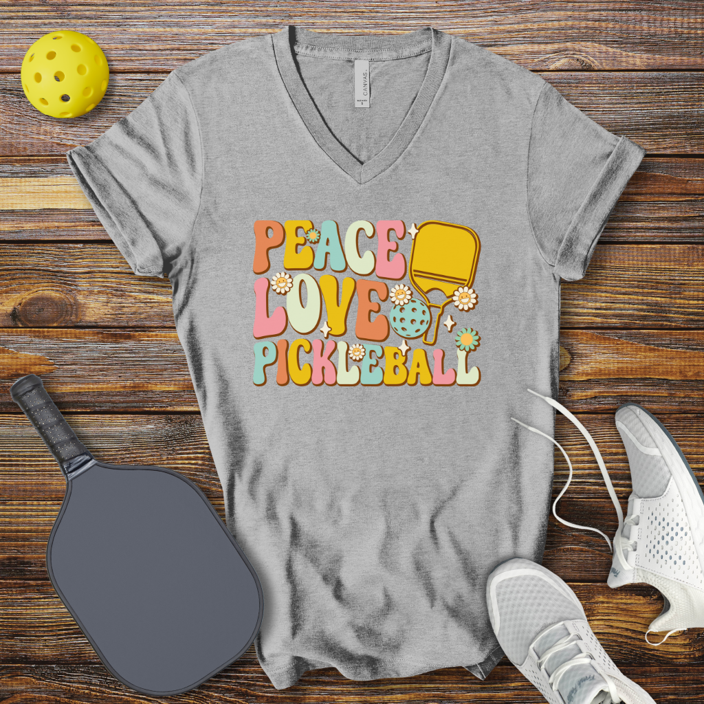Funny Pickleball Shirt –  Peace Love Pickleball V-Neck T-shirt