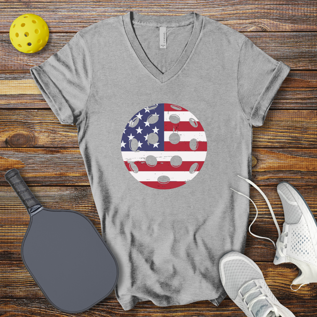 Funny Pickleball Shirt –  Pickleball USA Ball V-Neck T-shirt