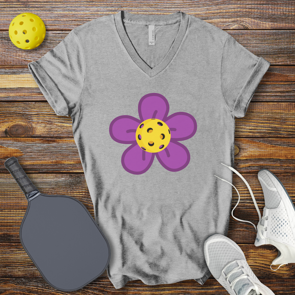 Cute Pickleball V-Neck Shirt for Women – Pickleball Flower