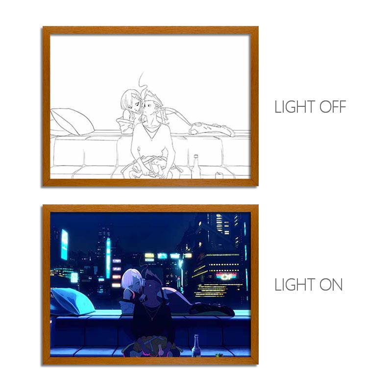 Cyberpunk: Edgerunners LED Light Painting – Anime Light Box Photo Frame Wall Art