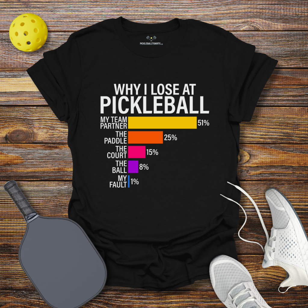 Funny Pickleball Shirt –  Why I Lose at Pickleball T-Shirt